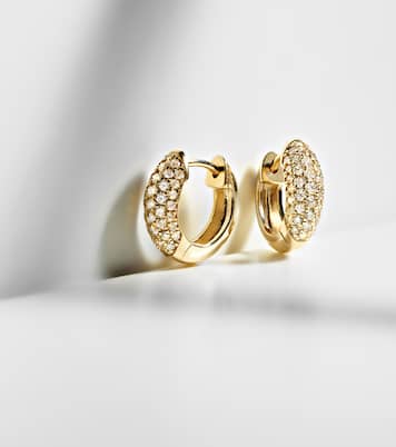 Puffy 14kt gold hoop earrings with diamonds  | Sydney Evan