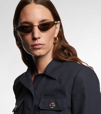 Faux pearl-embellished cat-eye sunglasses | Gucci