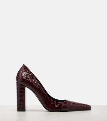 Pointy 90 croc-effect leather pumps | Alaïa