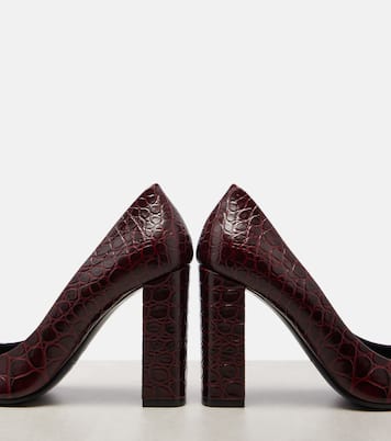 Pointy 90 croc-effect leather pumps | Alaïa