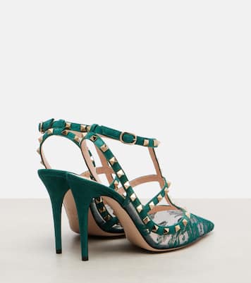 Rockstud 100 lace and suede pumps | Valentino Garavani