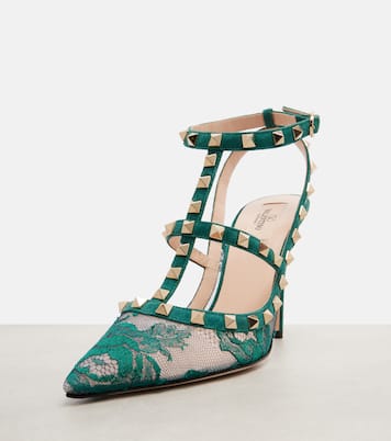 Rockstud 100 lace and suede pumps | Valentino Garavani