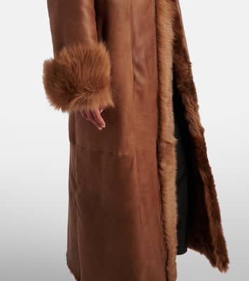 Mantel Marlene aus Leder mit Shearling | Nour Hammour