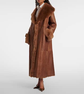 Mantel Marlene aus Leder mit Shearling | Nour Hammour