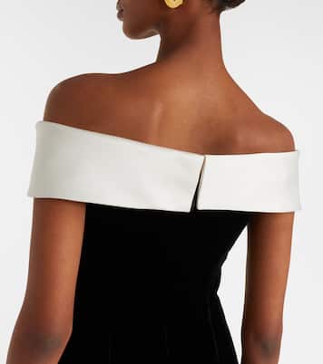 Off-shoulder velvet bustier gown | Costarellos