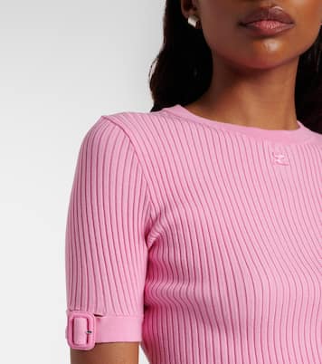 Crop top acanalado con logo | Courrèges