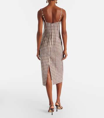 Sadie gingham linen midi dress | Posse
