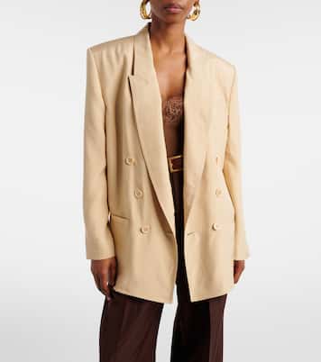 Blazer cruzado oversized de seda | Saint Laurent