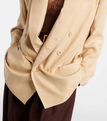 Blazer cruzado oversized de seda | Saint Laurent