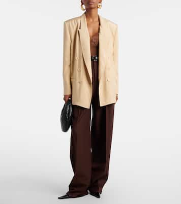 Blazer cruzado oversized de seda | Saint Laurent