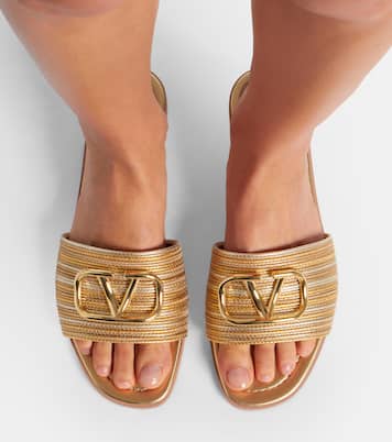 Pantoletten VLogo aus Metallic-Leder | Valentino Garavani