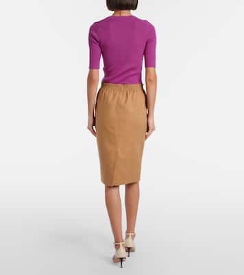 Falda tubo de gabardina de algodón y lino | Chloé