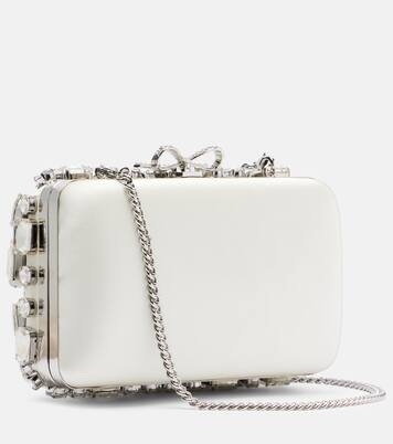 Crystal-embellished satin clutch | Self-Portrait