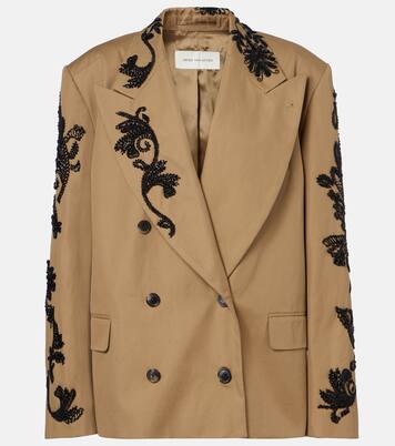 Embellished cotton double-breasted blazer | Dries Van Noten