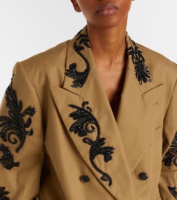 Embellished cotton double-breasted blazer | Dries Van Noten