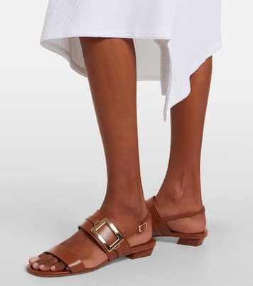 Metal Buckle leather slingback sandals | Roger Vivier