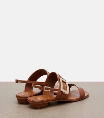 Metal Buckle leather slingback sandals | Roger Vivier