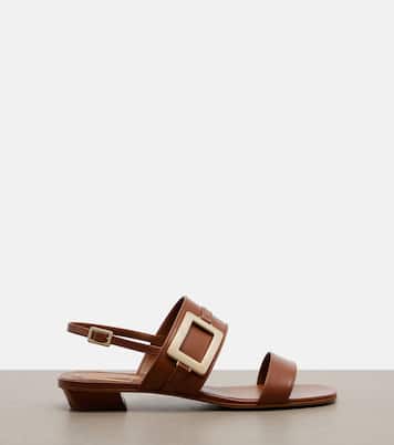 Metal Buckle leather slingback sandals | Roger Vivier