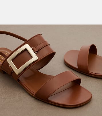 Metal Buckle leather slingback sandals | Roger Vivier