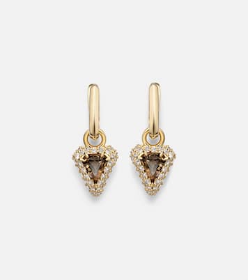 Power 14kt gold huggie earrings with diamonds and garnet | Stone and Strand
