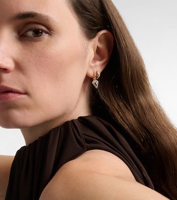 Power 14kt gold huggie earrings with diamonds and garnet | Stone and Strand