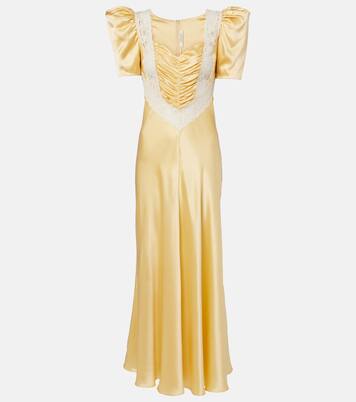 Robe longue en soie à finitions en dentelle | Rodarte