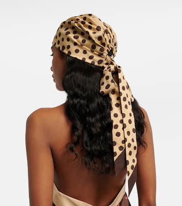 Polka-dot cotton and silk head wrap  | Valentino