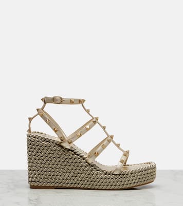 Rockstud Torchon leather wedge espadrilles | Valentino Garavani