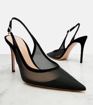 Suede-trimmed slingback pumps | Gianvito Rossi