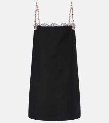 Crepe Couture embellished lace-trimmed minidress | Valentino