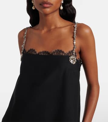 Crepe Couture embellished lace-trimmed minidress | Valentino
