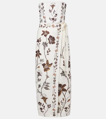 Cinefila floral linen bustier dress | Agua by Agua Bendita