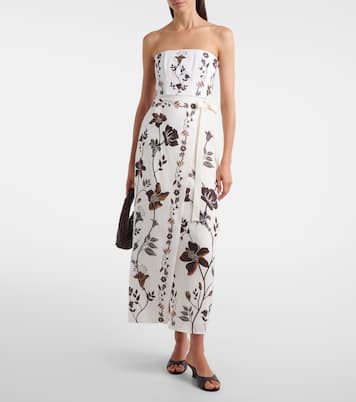 Cinefila floral linen bustier dress | Agua by Agua Bendita