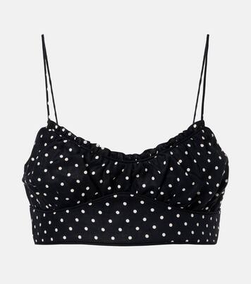 Lucia polka-dot linen crop top | Faithfull