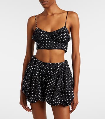 Lucia polka-dot linen crop top | Faithfull