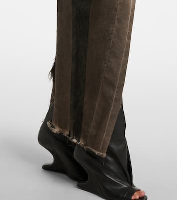 Sliced distressed denim midi skirt | Rick Owens