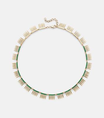 Grass Sunny 18kt gold necklace with emeralds | Ileana Makri
