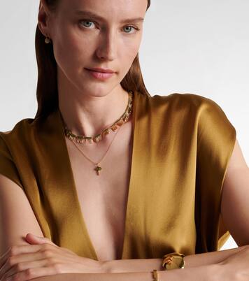 Grass Sunny 18kt gold necklace with emeralds | Ileana Makri