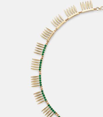 Grass Sunny 18kt gold necklace with emeralds | Ileana Makri