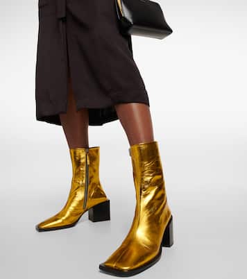 Ankle Boots aus Metallic-Leder | Jil Sander