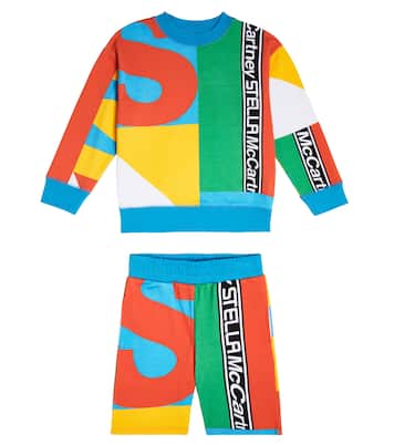 Felpa e shorts in cotone con stampa | Stella McCartney Kids