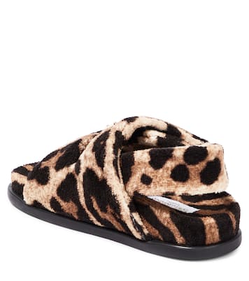 Logo leopard-print cotton sandals | Dolce&Gabbana Kids