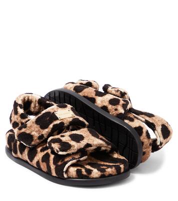 Logo leopard-print cotton sandals | Dolce&Gabbana Kids