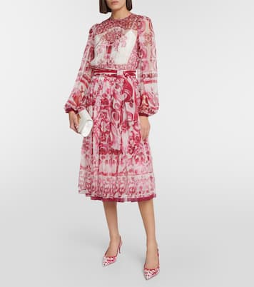 Midikleid Majolica aus Seidenchiffon | Dolce&Gabbana