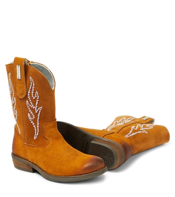 Studded suede cowboy boots | Monnalisa