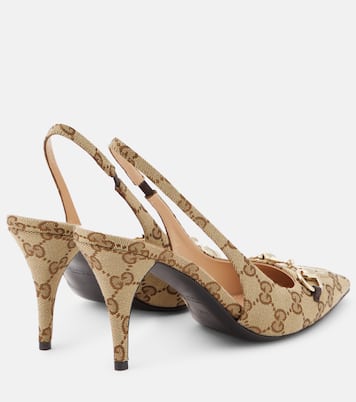 Slingback-Pumps Horsebit GG aus Canvas | Gucci