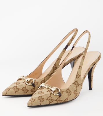 Slingback-Pumps Horsebit GG aus Canvas | Gucci