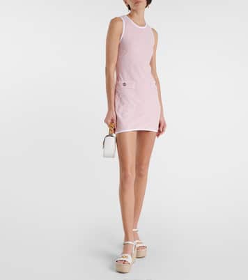 فستان قصير بنقشة نافرة | Versace