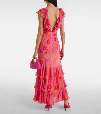Robe longue Rio en soie à fleurs | Rixo