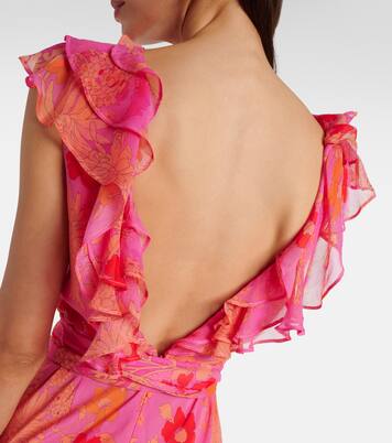 Robe longue Rio en soie à fleurs | Rixo